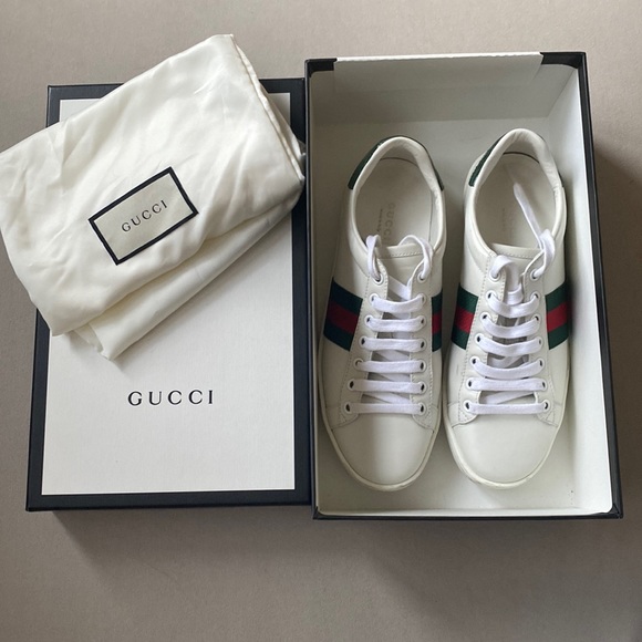 GUCCI Women’s Calfskin Crocodile ACE SNEAKER UK SIZE 37 US SIZE 7 - Picture 1 of 7